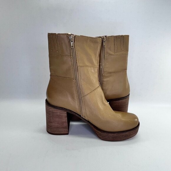 Lucky Brand Omarey Platform Boot Women's Size 10 in Tan Block Heel Inside Zip - Picture 7 of 16